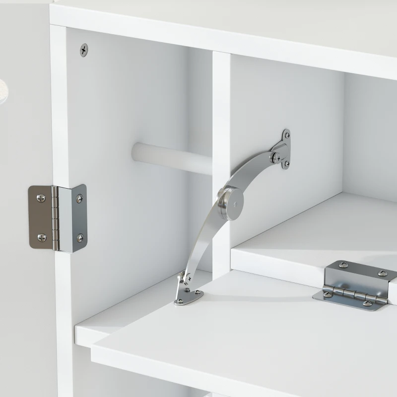 HOMCOM Meuble WC dessus de toilette avec 2 placards, tiroir basculant, porte-papier et étagères réglables, blanc