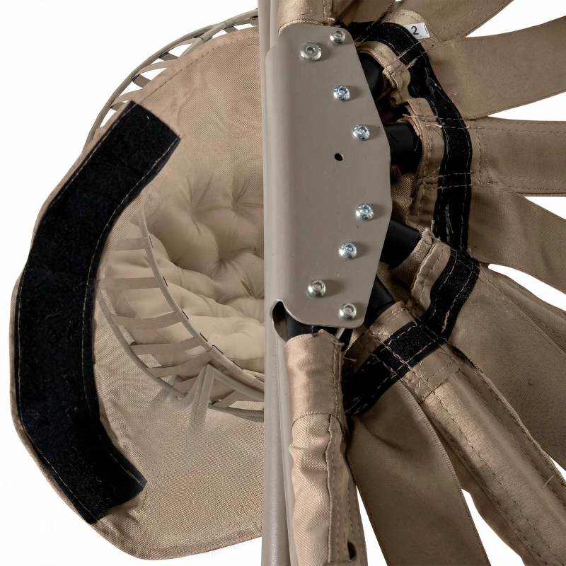 Outsunny Opvouwbare Tuinstoel - 2 Zitplaatsen, Met Kussen, voor Tuin en Terras, Ideaal voor Gezinnen, zandbruin