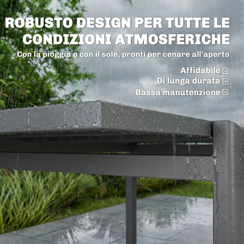 Outsunny Tavolo da Giardino Allungabile per 6-8 Persone con Piano a Doghe, in Alluminio, 110-170x90x75 cm, Grigio Scuro