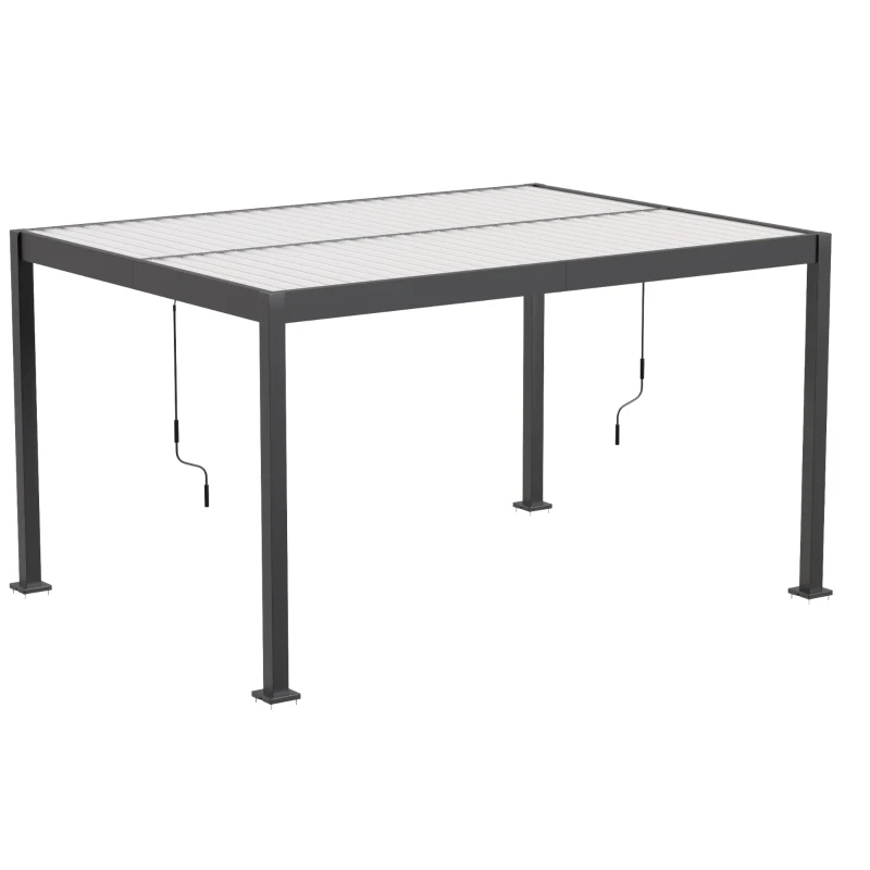 Outsunny Pergola Bioclimatique 4x3m en Aluminium à Toit Louvred Ajustable, Protection Soleil, pour Jardin Extérieur, Blanc