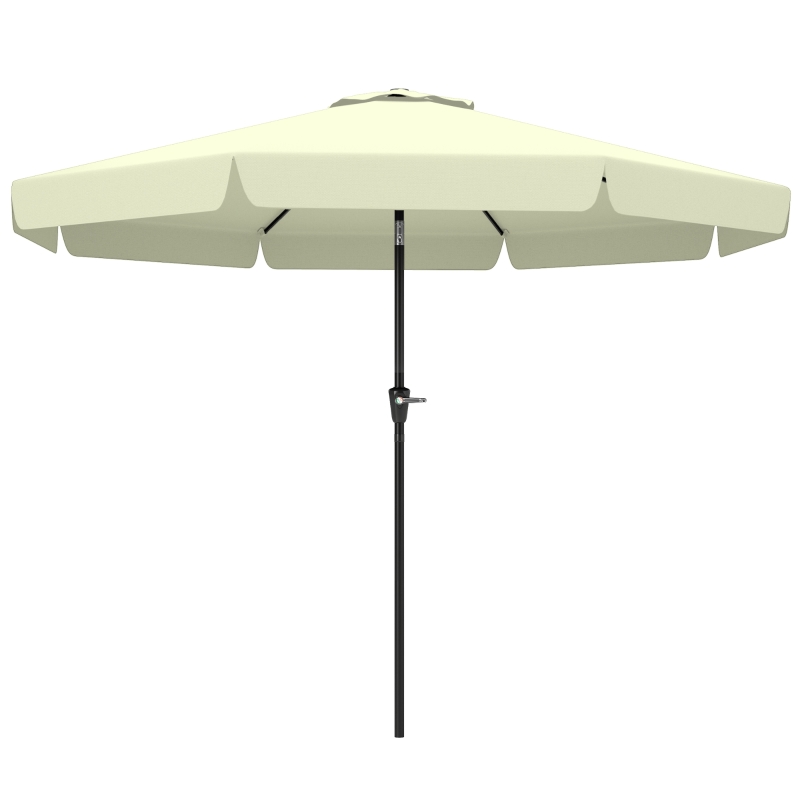 Outsunny Parasol de Jardín de Aluminio Ø266x248,5 cm con Ángulo Ajustable Protección UV50+ Techo de Ventilación y Manivela Beige