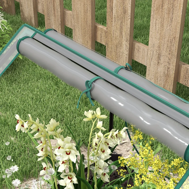 Outsunny Carré potager de jardin avec mini serre, jardinière surélevée en acier galvanisé, 70 x 70 x 90 cm, gris foncé