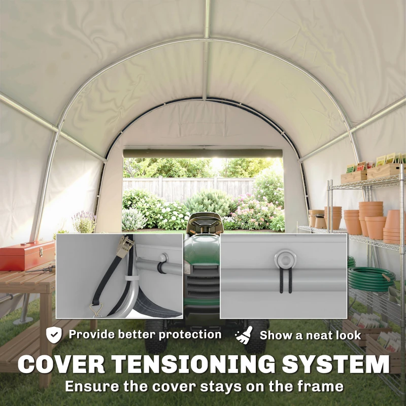 Outsunny 3 x 3(m) Garden Storage Tent, Heavy Duty Outdoor Shed with 2 Doors, Waterproof Portable Shed Tent Shelter with Galvanised Steel Frame for Bike, Motorcycle, Garden Tools, Grey