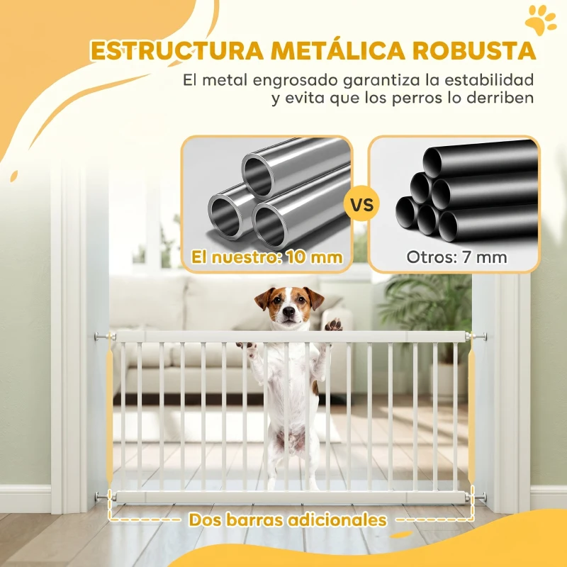 PawHut Barrera de Seguridad para Perros Pequeños Extensible 67-93,5 cm Altura 45 cm para Puertas y Escaleras Blanco