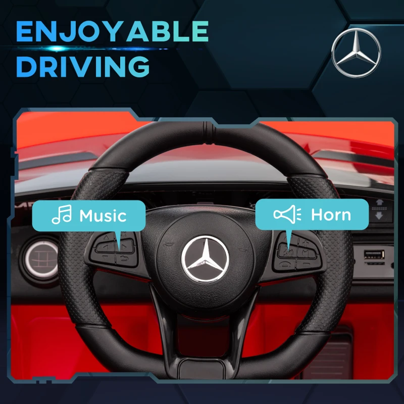 AIYAPLAY Macchina Elettrica per Bambini 3-6 Anni Mercedes-AMG GTR con 2 Motori e Telecomando, 3-5 km/h, Rosso