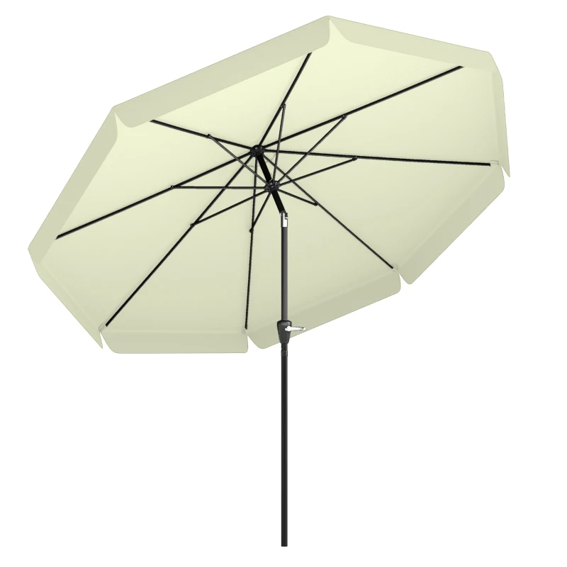 Outsunny Parasol de Jardín de Aluminio Ø266x248,5 cm con Ángulo Ajustable Protección UV50+ Techo de Ventilación y Manivela Beige