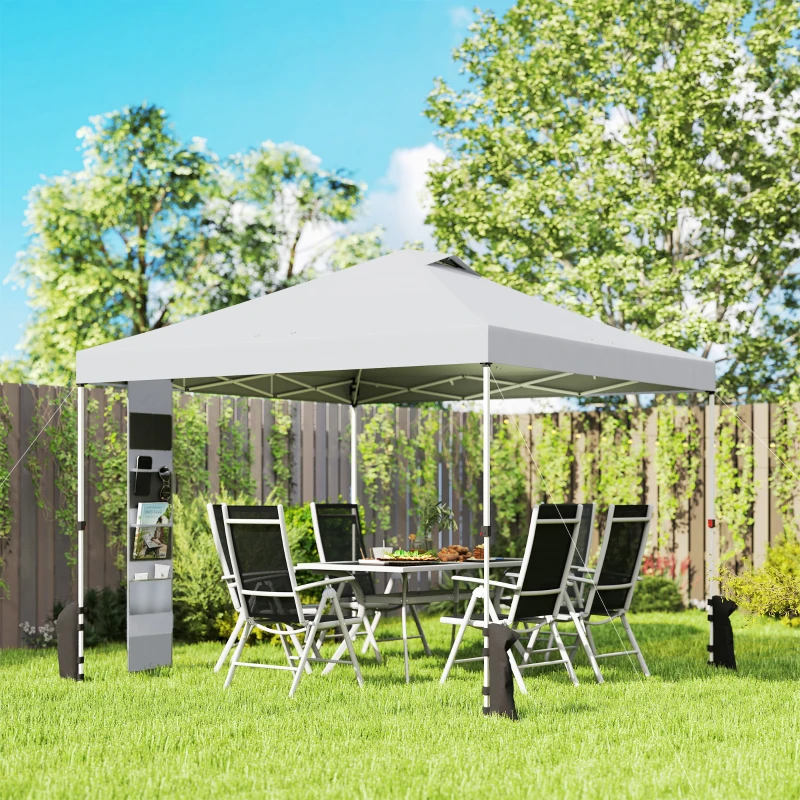 Outsunny Tonnelle de jardin 3 x 3 m pop up tente pliante protection UV50+ hauteur réglable 4 sacs de sable sac de transport Blanc