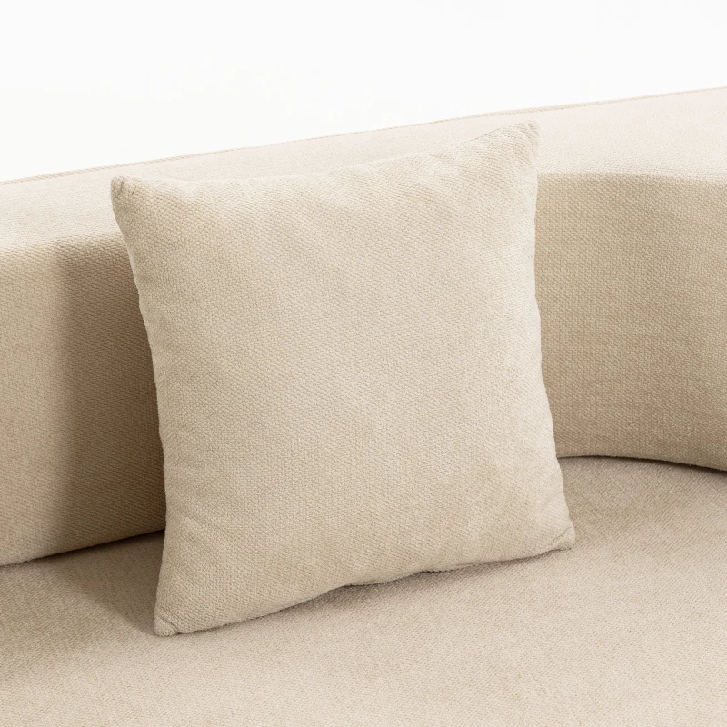 HOMCOM Canapé Convertible 2 Places, Canapé-Lit en Chenille 190cm, Dossier Rabattable, Assise et Accoudoirs Larges, Beige