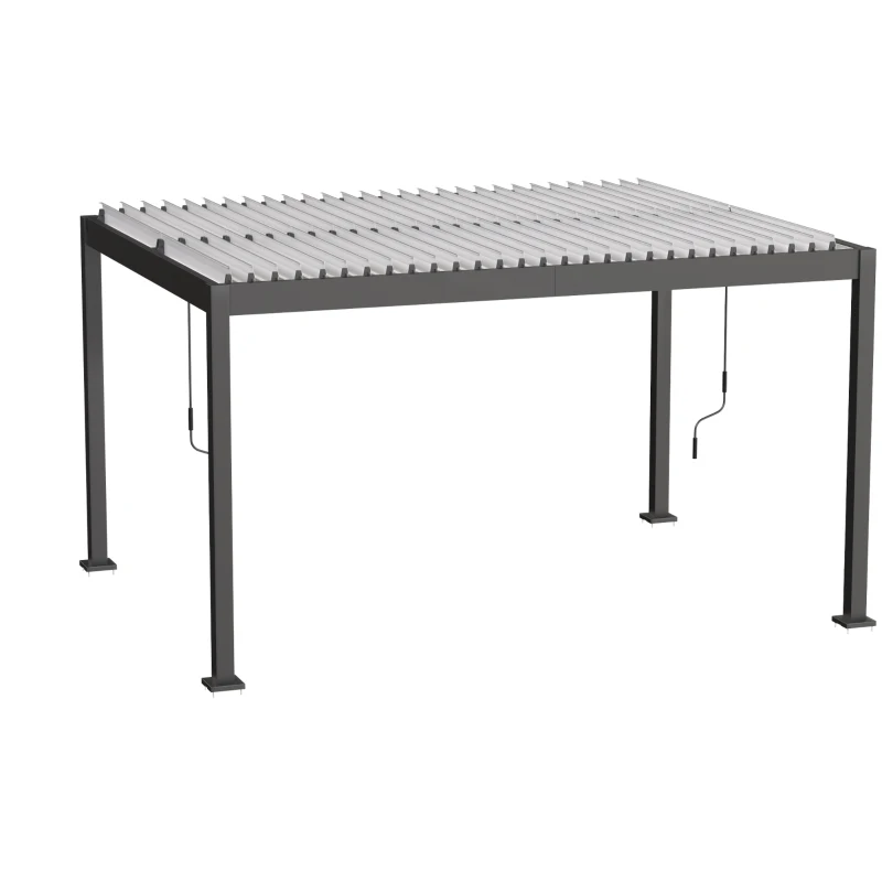Outsunny Pergola Bioclimatique 4x3m en Aluminium à Toit Louvred Ajustable, Protection Soleil, pour Jardin Extérieur, Blanc