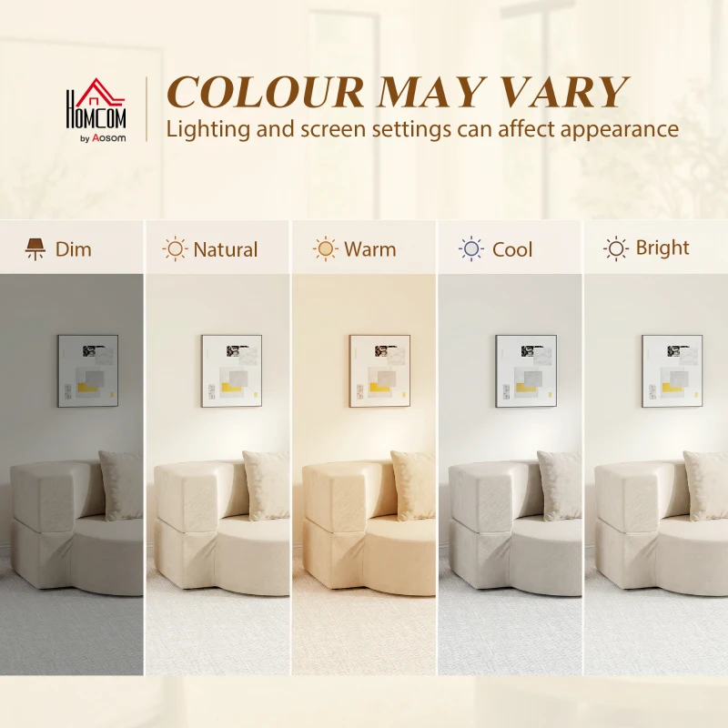 HOMCOM Canapé Convertible 2 Places, Canapé-Lit en Chenille 190cm, Dossier Rabattable, Assise et Accoudoirs Larges, Beige