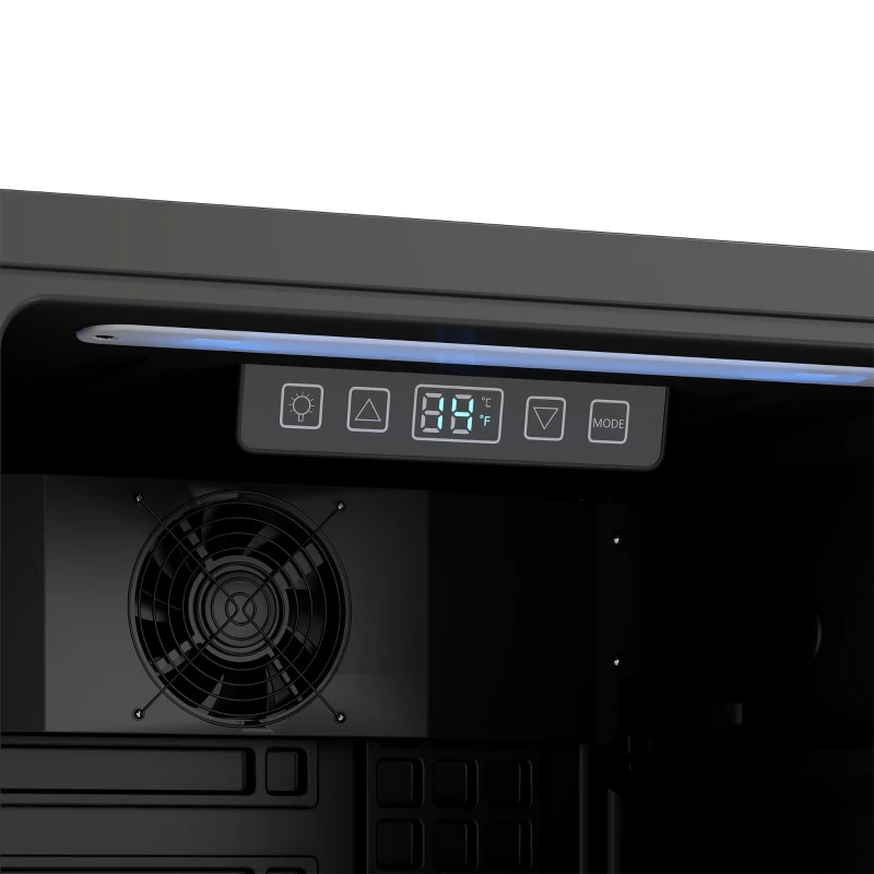 HOMCOM Réfrigérateur à boissons 70L et 70 canettes, petit frigo silencieux, porte en verre trempé, étagères réglables, noir