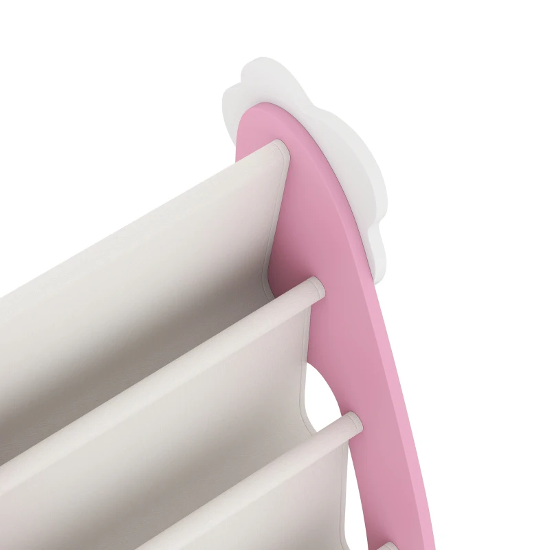 AIYAPLAY Meuble rangement enfant 3 à 8 ans, rangement jouets enfant modulaire avec porte-magazines à 4 étagères, rose