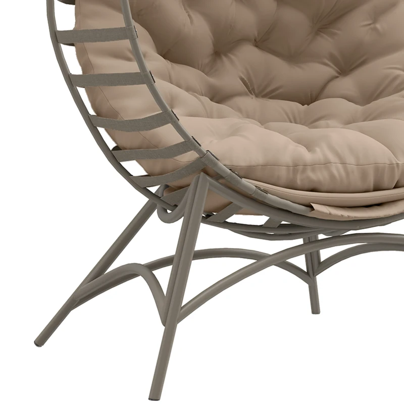 Outsunny Opvouwbare Tuinstoel - 2 Zitplaatsen, Met Kussen, voor Tuin en Terras, Ideaal voor Gezinnen, zandbruin