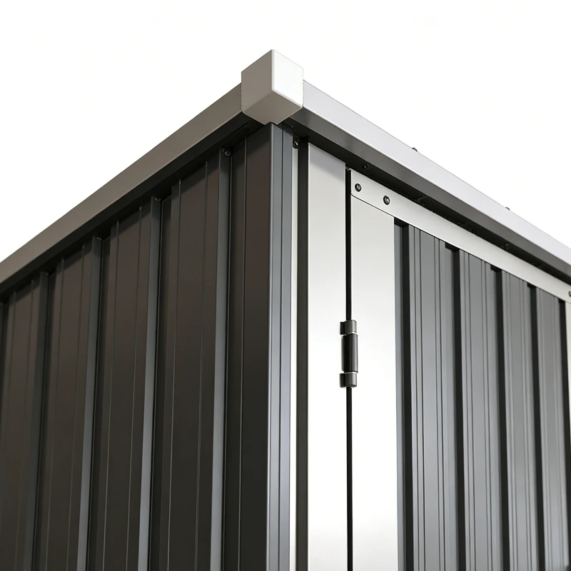Outsunny Abri de Jardin Armoire de Jardin 0,69m² Toit Incliné Porte Verrouillable et Barres de Soutien 83x89x163cm Gris Anthracite