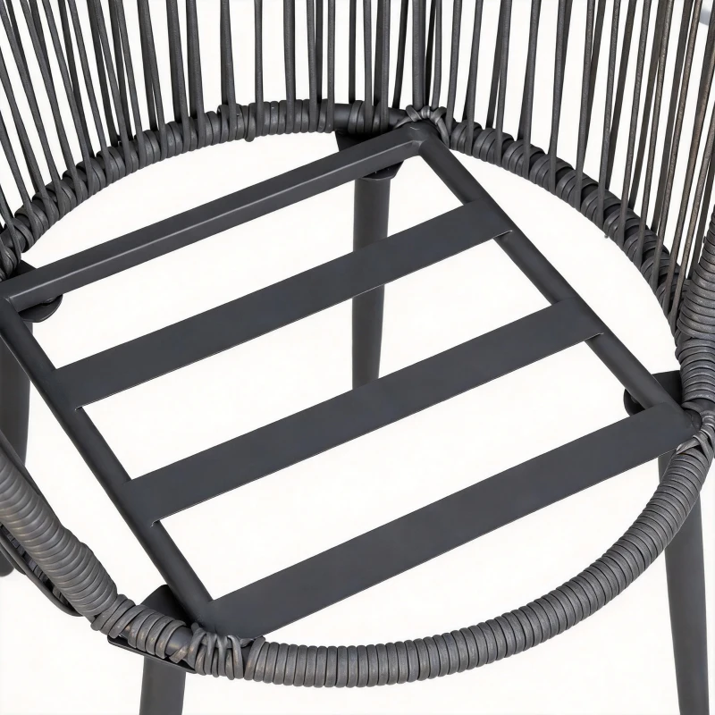 Outsunny Ensemble de jardin salon de jardin en résine tressée cadre en acier 2 fauteuils + 1 table basse coussins inclus gris