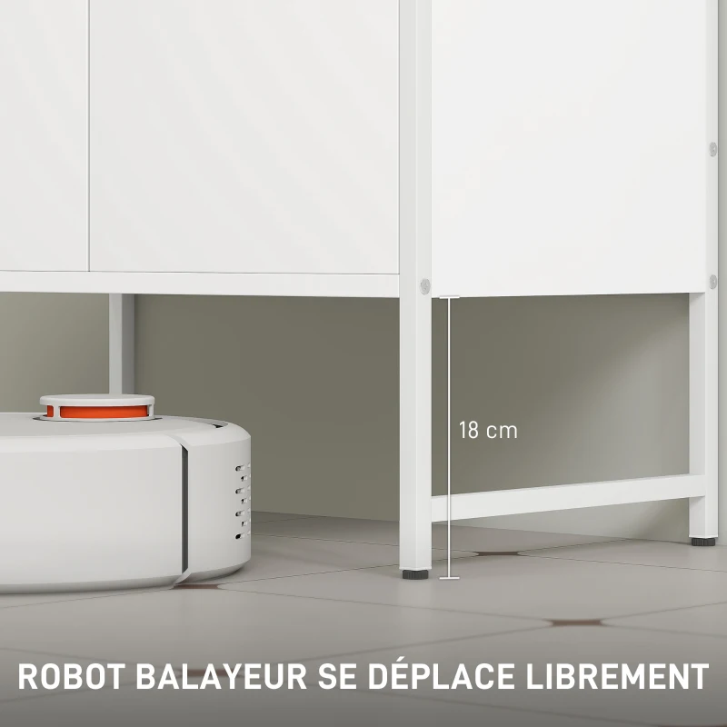 HOMCOM Meuble sous lavabo, meuble de salle de bain avec 2 portes à fermeture douce et étagère réglable, blanc