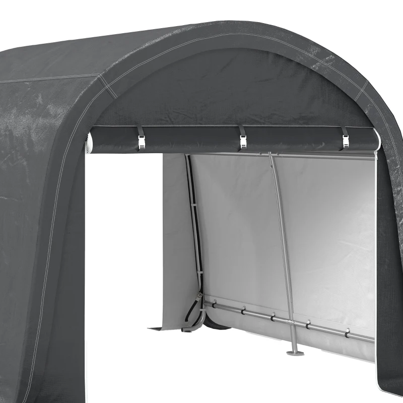 Outsunny 3 x 3(m) Garden Storage Tent, Heavy Duty Outdoor Shed with 2 Doors, Waterproof Portable Shed Tent Shelter with Galvanised Steel Frame for Bike, Motorcycle, Garden Tools, Grey