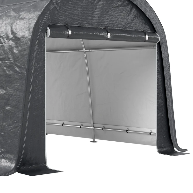 Outsunny 3 x 3(m) Garden Storage Tent, Heavy Duty Outdoor Shed with 2 Doors, Waterproof Portable Shed Tent Shelter with Galvanised Steel Frame for Bike, Motorcycle, Garden Tools, Grey
