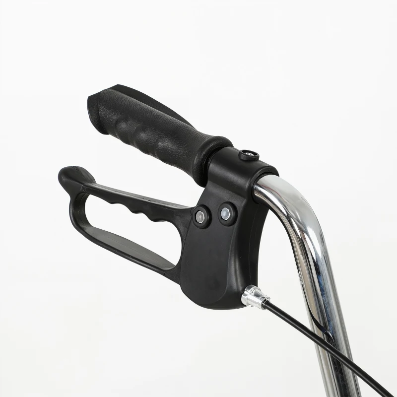 HOMCOM Déambulateur 4 roues pliable, rollator en acier inoxydable, siège rembourré en PU, poignée réglable, bleu