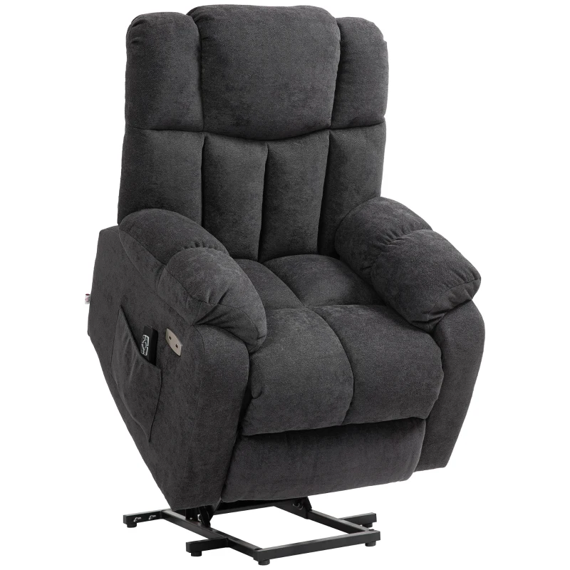 HOMCOM 2-in-1 Relaxsessel mit Liegefunktion, USB-Anschlüsse, Taschenfederkern, Schwarz