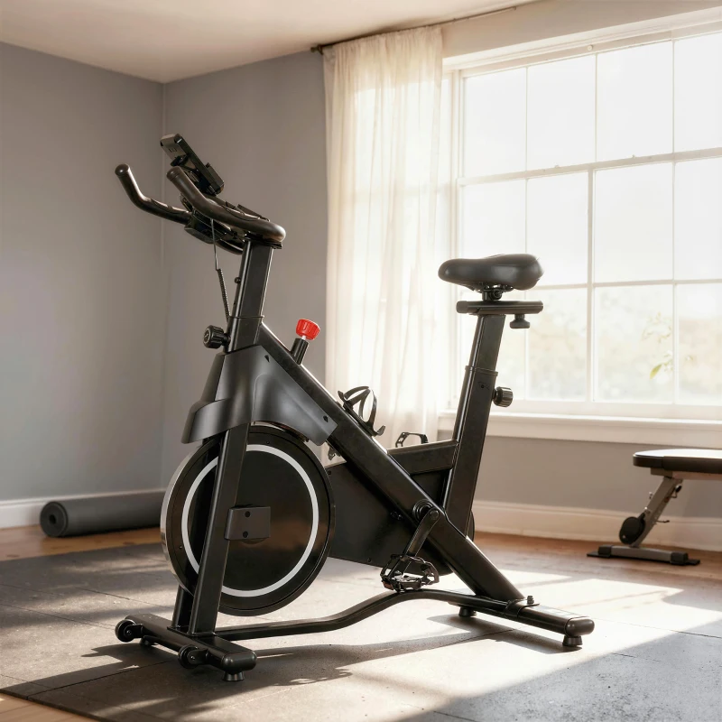 SPORTNOW Vélo d'Appartement, Vélo d'Exercice, Résistance Magnétique Réglable, Écran LCD, Siège Confortable, 108x51x116cm, Blanc