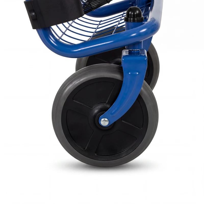 HOMCOM Déambulateur 4 roues pliable, rollator en acier inoxydable, siège rembourré en PU, poignée réglable, bleu