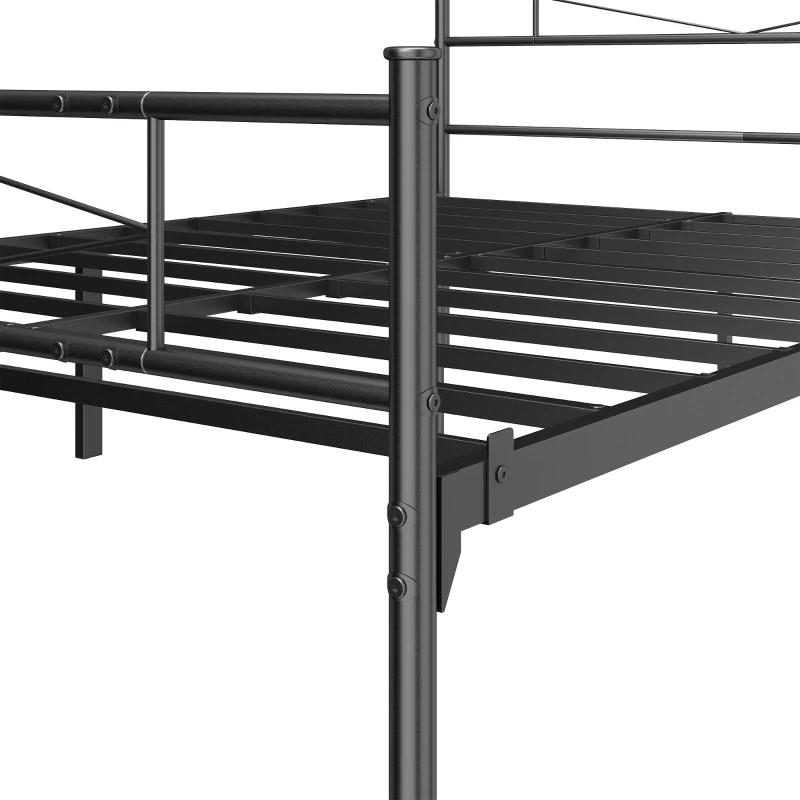 HOMCOM 5ft King Bed Frame with Headboard and Footboard, Metal Platform Bed Frame with 32 cm Underbed Storage, Black