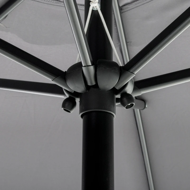 Outsunny Parasol de Jardin Extérieur Rond 2m, Inclinable à 30°, Manivelle, Mât en Aluminium, Toile 180 g/m², Anti-UV, Gris Foncé