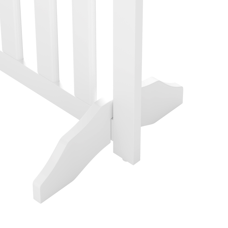 PawHut Barrera de Seguridad para Perros Plegable de Madera con 4 Paneles Puerta y Pies de Soporte 205x60 cm Blanco