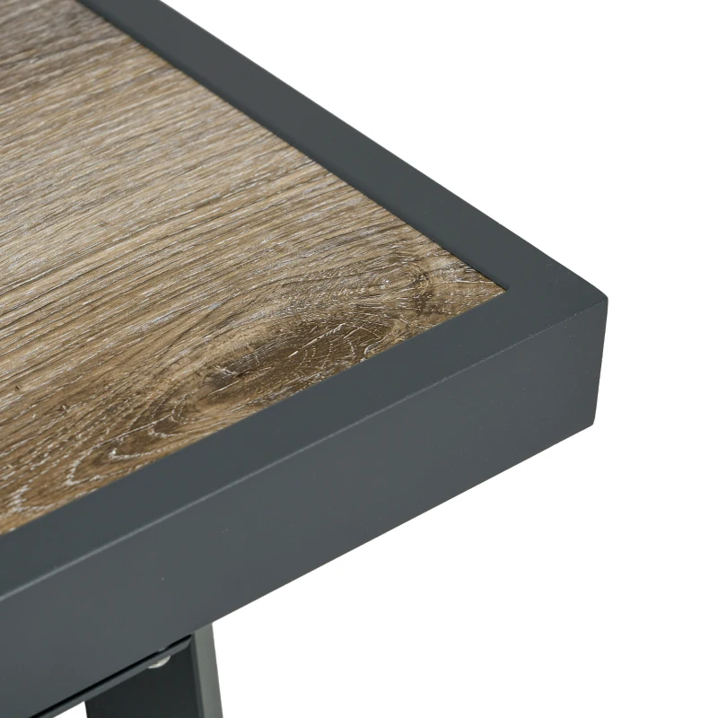 Outsunny Buitentafel voor 6 personen, houtlook, metalen frame, weerbestendig, 145 x 85 x 72 cm, Grijs