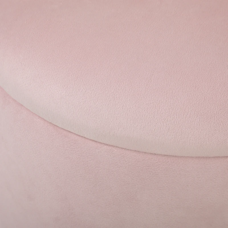 HOMCOM Pouf tabouret repose-pied coffre de rangement en velours côtelé 36 x 36 x 44 cm pour salon chambre rose