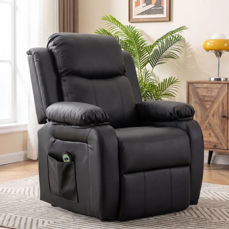HOMCOM Fauteuil releveur électrique fauteuil relax électrique avec repose-pied télécommande et 2 pochettes 76x90x105cm noir