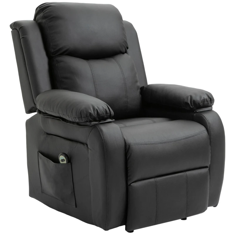 HOMCOM Fauteuil releveur électrique fauteuil relax électrique avec repose-pied télécommande et 2 pochettes 76x90x105cm noir