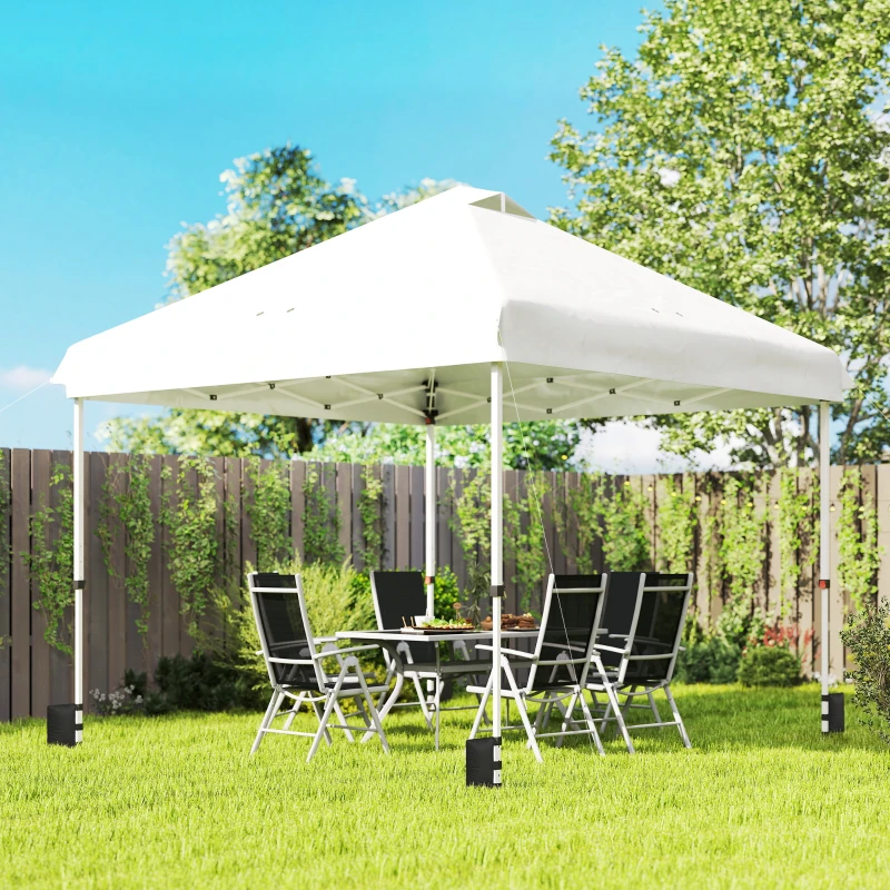 Outsunny Tonnelle de jardin exterieur 3x3m, tonnelle pliante pop-up, roues, protection solaire UPF50+, hauteur réglable, blanc