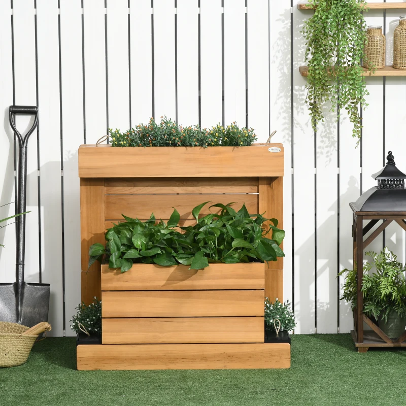 Outsunny verhoogd bed met 4 plantenbakken, bloembak met zelfbewateringssysteem