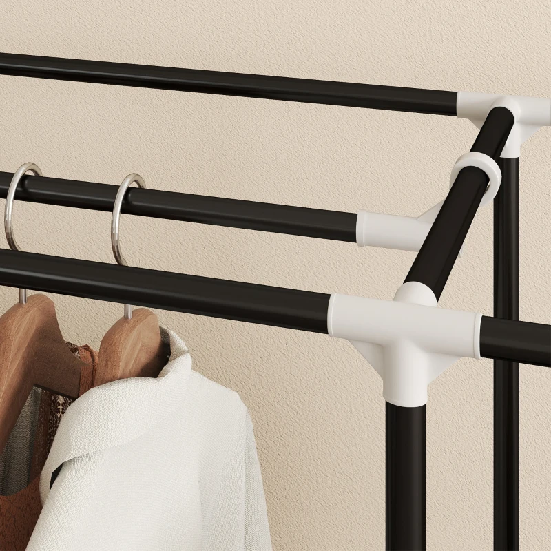 HOMCOM Armoire de rangement penderie en tissu pliable avec barre de suspension et étagères, 150 x 43 x 162,5 cm, gris clair