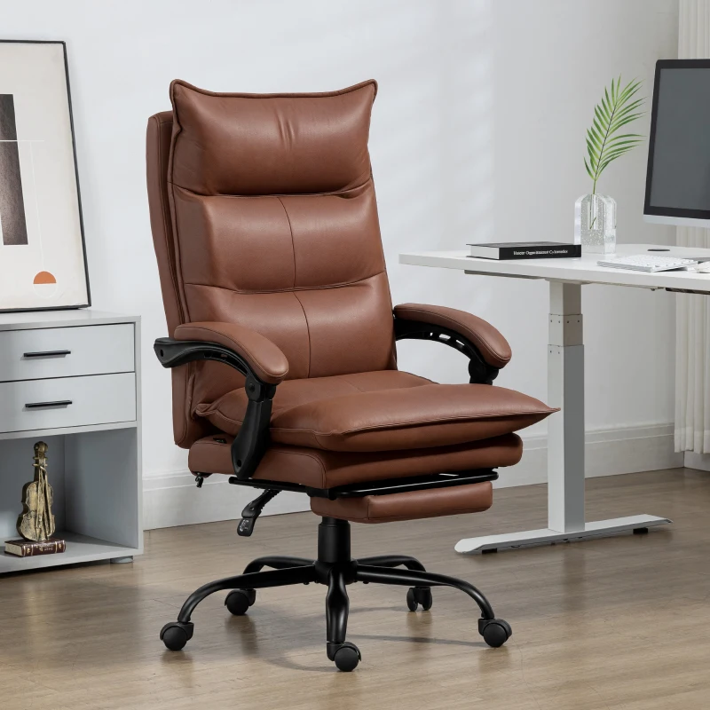 Vinsetto Fauteuil de bureau massant et chauffant, chaise de bureau, hauteur réglable, dossier inclinable, 66x74x121,5cm marron