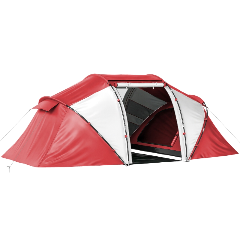 Tente De Camping Outsunny 6-8 Places – Tunnel Ventilé Avec 3 Portes, Imperméable Et Facile à Monter