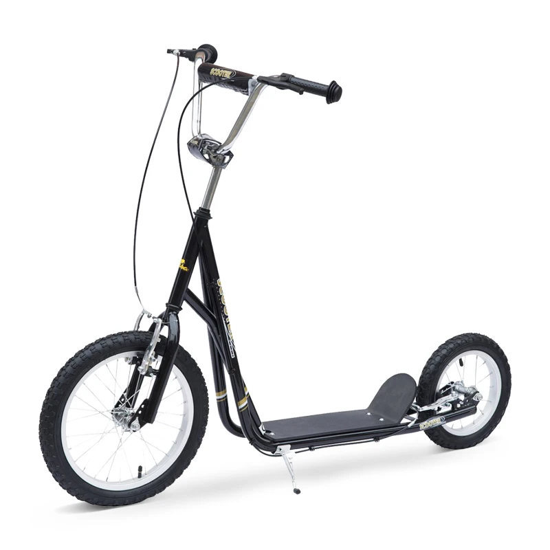 HOMCOM Kinderstep scooter 16/12 inch stadsscooter rolfiets zwart verstelbaar(m-10)