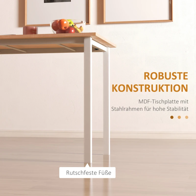 HOMCOM Eettafel voor 6 personen, Keukentafel, Uitschuifbaar, Inklapbaar, Bruin + Wit(m-6)