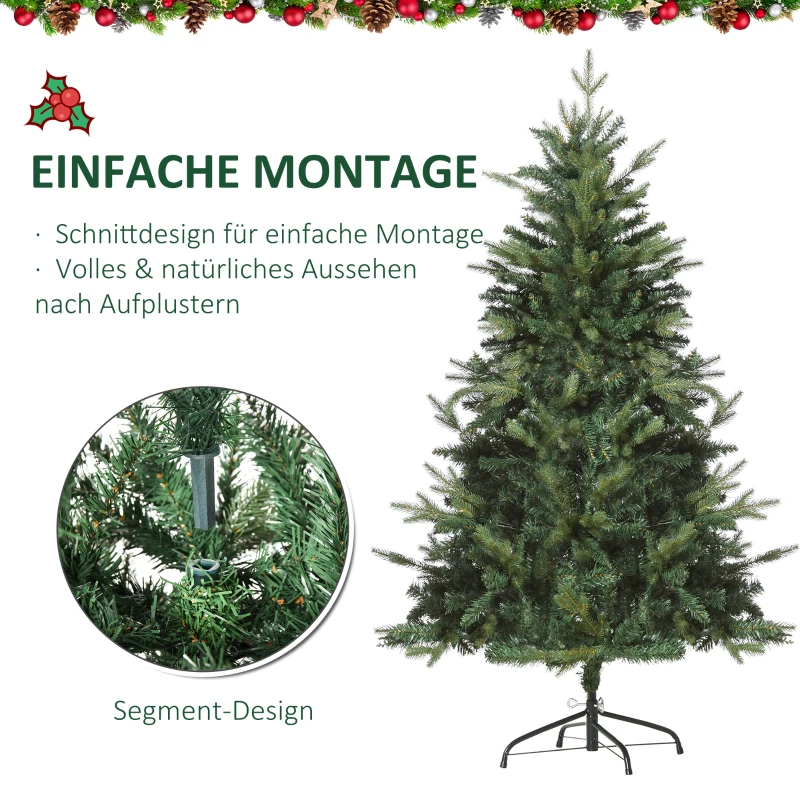 HOMCOM kerstboom 1,5 m dennenboom kunstspar 946 takken metalen voet PVC wit