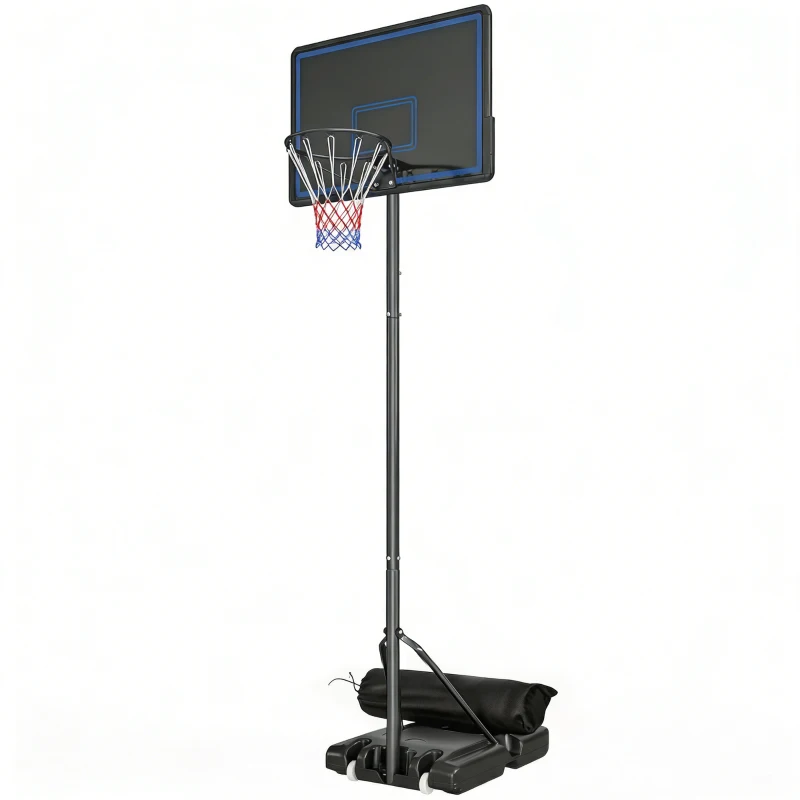SPORTNOW Panier de Basketball sur Pieds avec Hauteur Réglable de 1,35 à 3,05 m avec Roues, Base de Lestage et Sac de Sable, Bleu