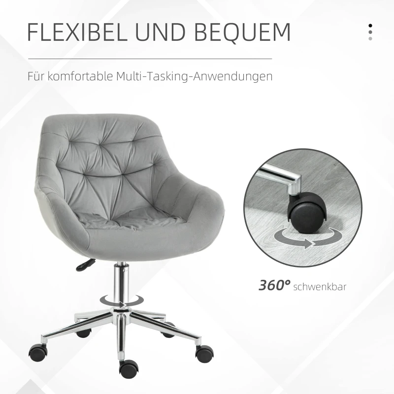 Vinsetto computerstoel in hoogte verstelbare kantoorstoel schuimstof metaal polyester grijs