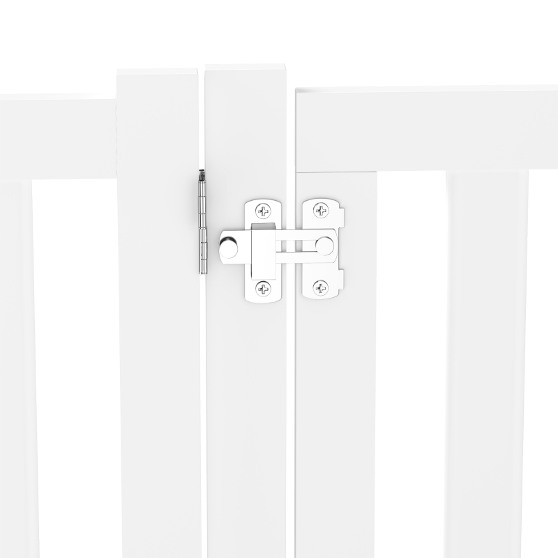 PawHut Barriera per Cani Pieghevole a 4 Pannelli con Porta in Legno, 205x60 cm, Bianco