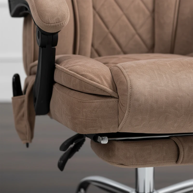 Vinsetto Ergonomische bureaustoel met massagefunctie, draaibaar, met voetensteun, bruin