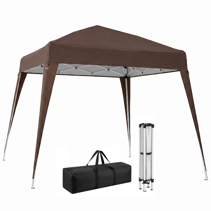 Outsunny Tonnelle Barnum de Jardin Pop-up Pliant 2,4 x 2,4 m Acier Polyester Sac de Transport Chocolat