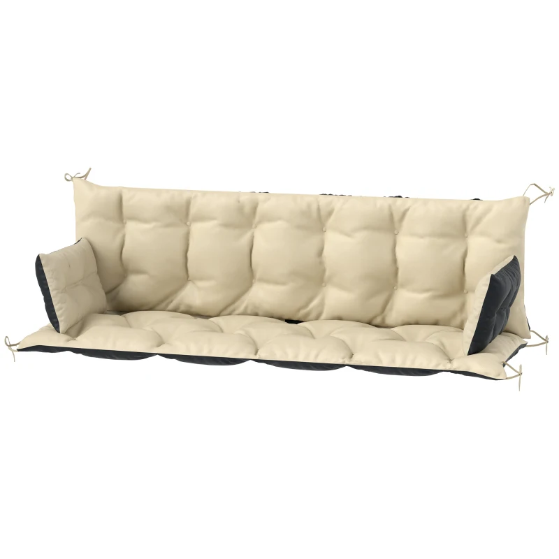 Outsunny Outdoor-Kissen-Set für Bank oder Hollywoodschaukel, zweifarbig, Polyester, Schaumstoff, 180 x 110 x 8 cm, Beige