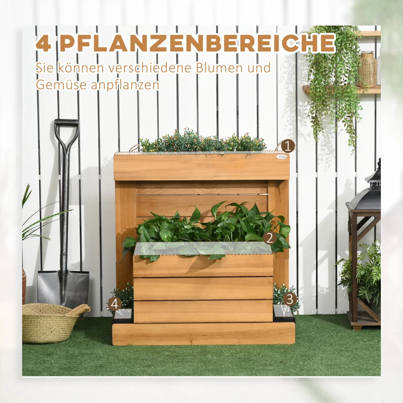 Outsunny verhoogd bed met 4 plantenbakken, bloembak met zelfbewateringssysteem