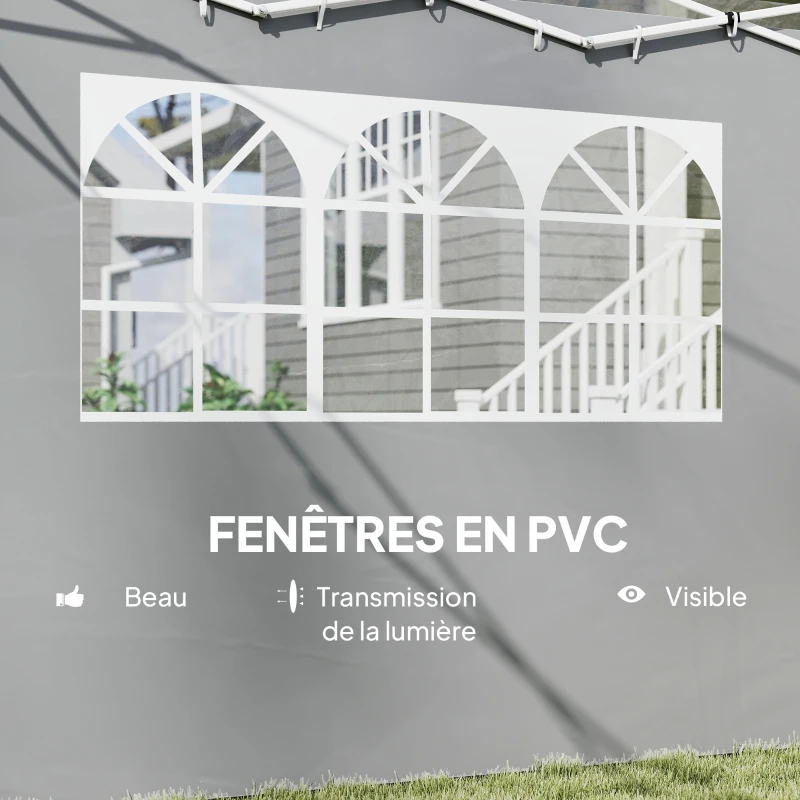Outsunny Parois latérales pour tonnelle 3 x 3 m panneaux pour pavillon avec fenêtre lot de 2 tissu Oxford gris clair