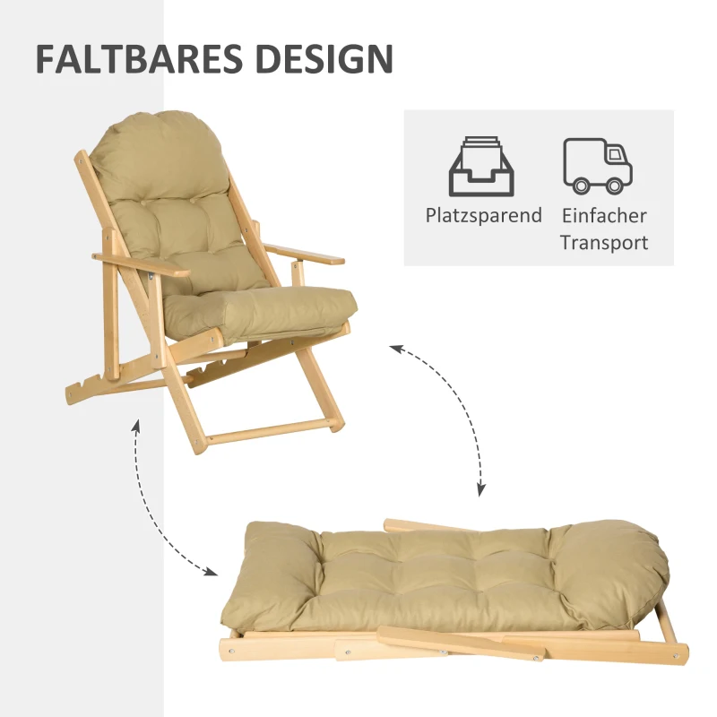 HOMCOM Accentfauteuil, relaxfauteuil, verstelbare rugleuning, beukenhouten frame, tot 120 kg, bruin(m-6)